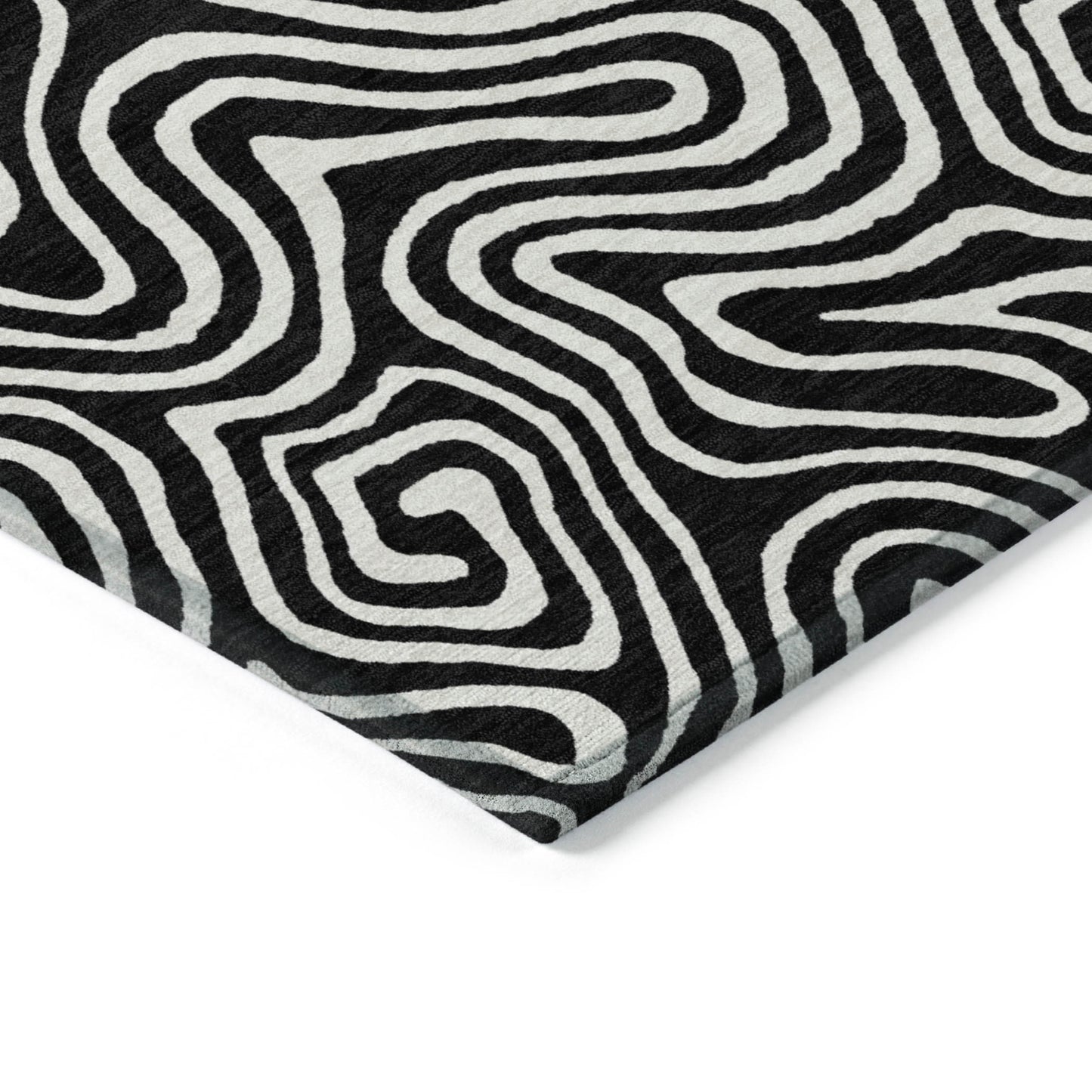 9' X 12' Black And Ivory Abstract Washable Indoor Outdoor Area Rug-4