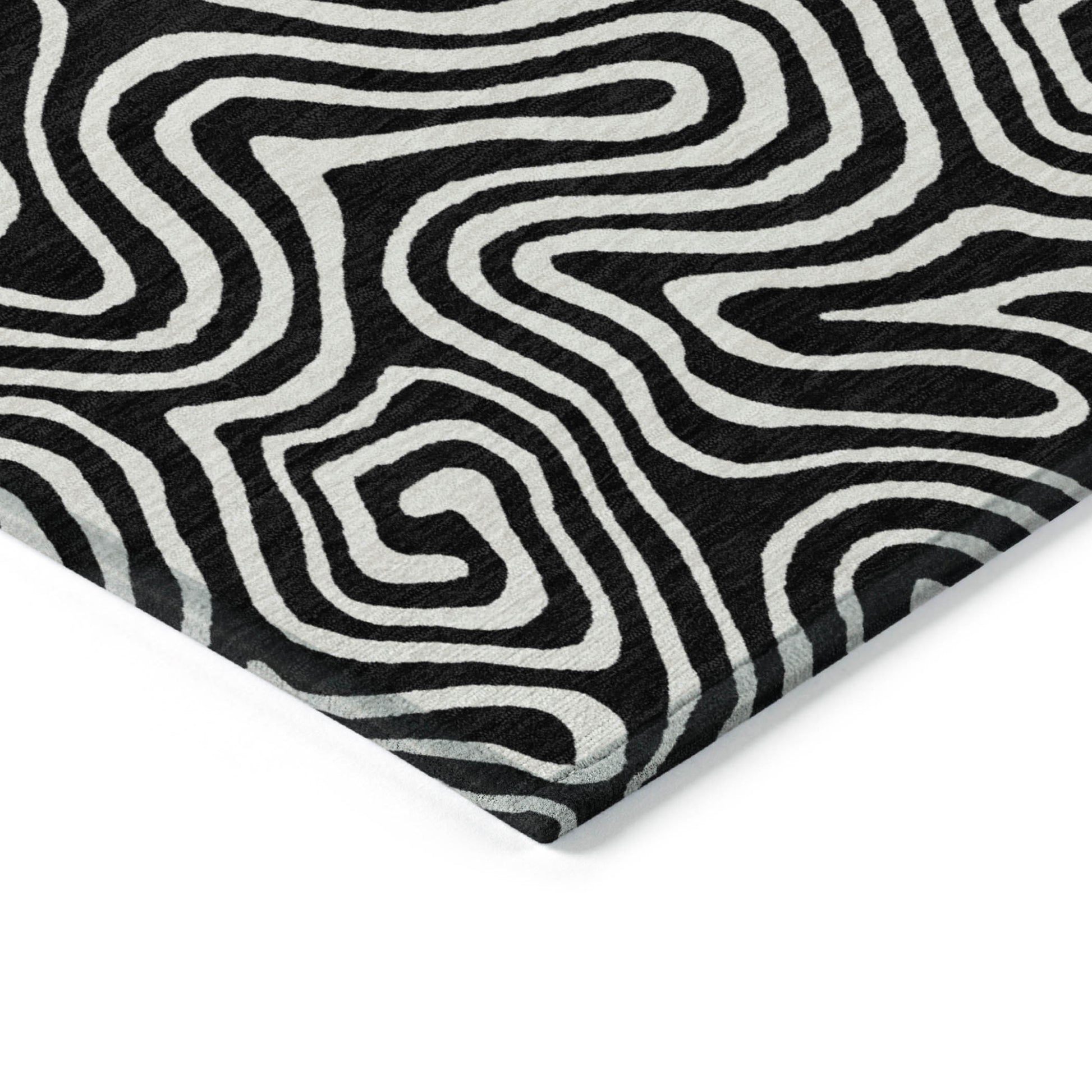 9' X 12' Black And Ivory Abstract Washable Indoor Outdoor Area Rug-4